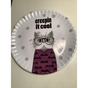 Creepin It Cool Cat Kensie Home Melamine Plates Set of 6 NEW